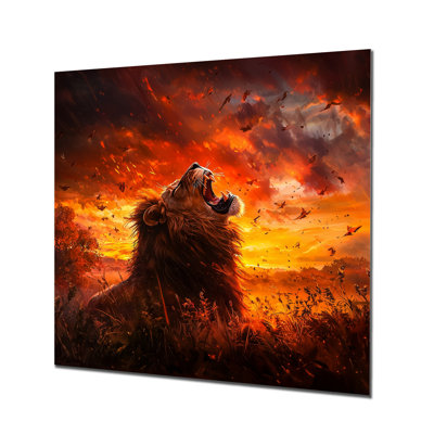 Roaring Lion Courage II - Animals Metal Wall Art Decor, Lion Wall Decor Metal Print
