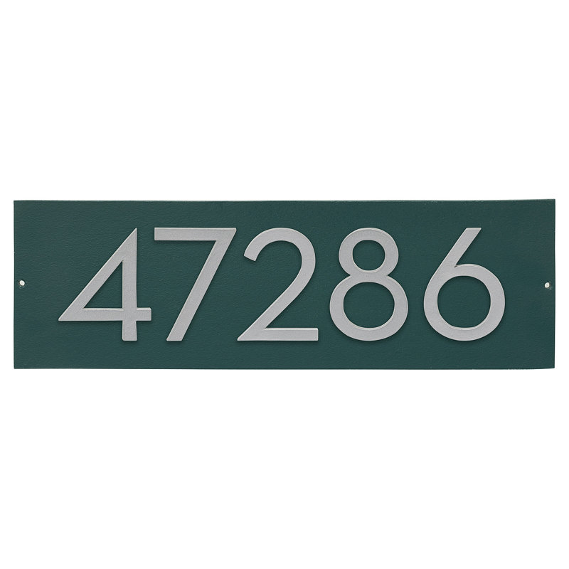 Plaque d’adresse murale sur 1 ligne flottante, Vert forêt, Argent, Oui