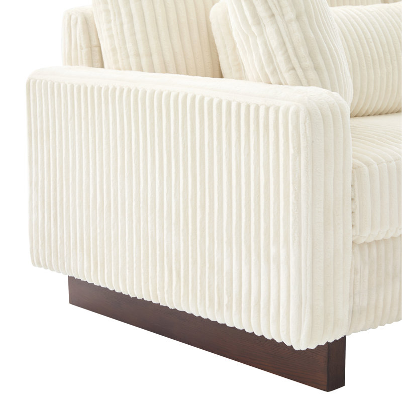 Canapé moderne avec causeuse 80,3 po et quatre coussins pour le salon, beige, Velours côtelé beige, Beige