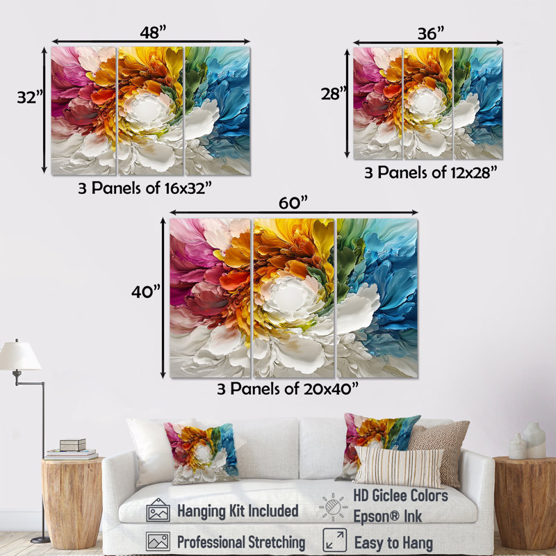 «Vortex rose de la vie accentué de bleu III», ensemble de reproductions d'art mural, Toile tendue, H 28 po x l 36 po x P 1 po