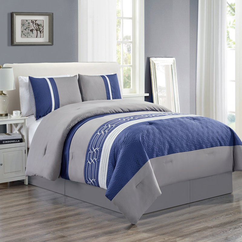 Polyester Comforter, Twin Comforter + 1 Standard Sham, Blue
