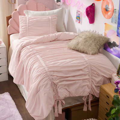 Bedsure Pink Comforter Set-gathered Bow In Pink