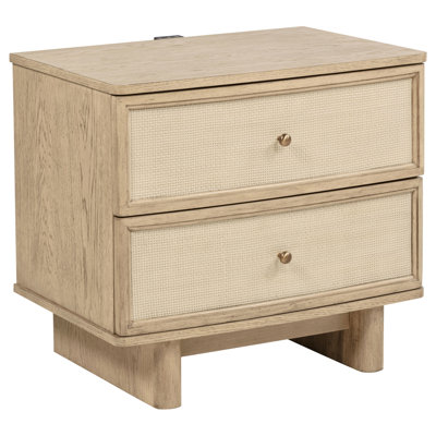 Kimpton Beige Oak 2-drawer Nightstand Bedside Table