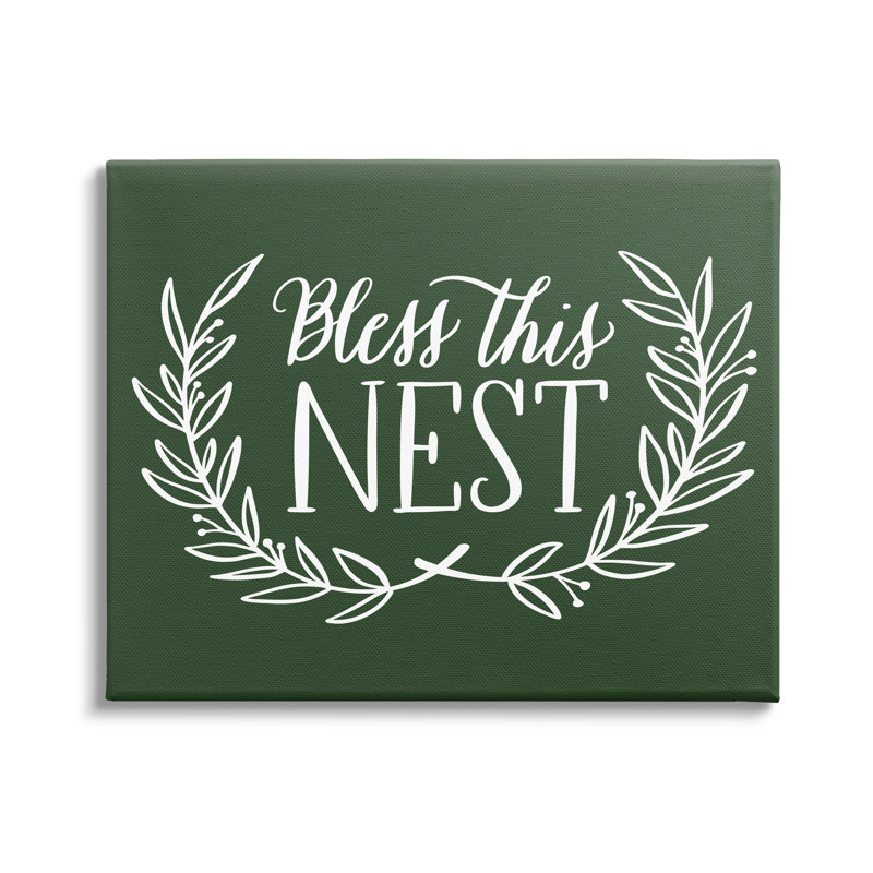 Bless This Nest Laurel, Toile tendue, H 20 po x l 20 po x P 1,5 po