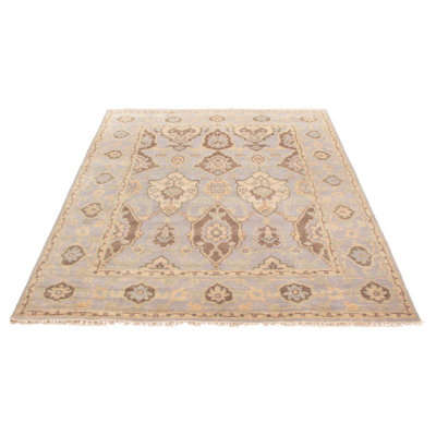 Tapis gris en laine noué à la main Royal Oushak 7 pi 11 po x 9 pi 9 po