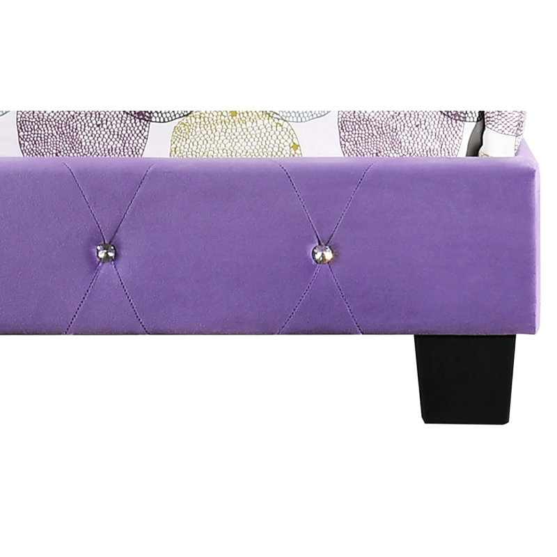 Lit double mauve avec base stable - l 58 po x P 77 po x H 48 po Matériaux Élégant Instructions de montage faciles Structure de matelas de chambre à coucher transitionnelle S'agence à plusieurs styles de décor