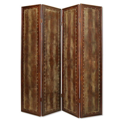Guthir Brown Faux Leather Reptillian Screen