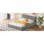 Grand lit plateforme tapissier avec tissu en velours, lit au sol avec structure solide, gris-274636743