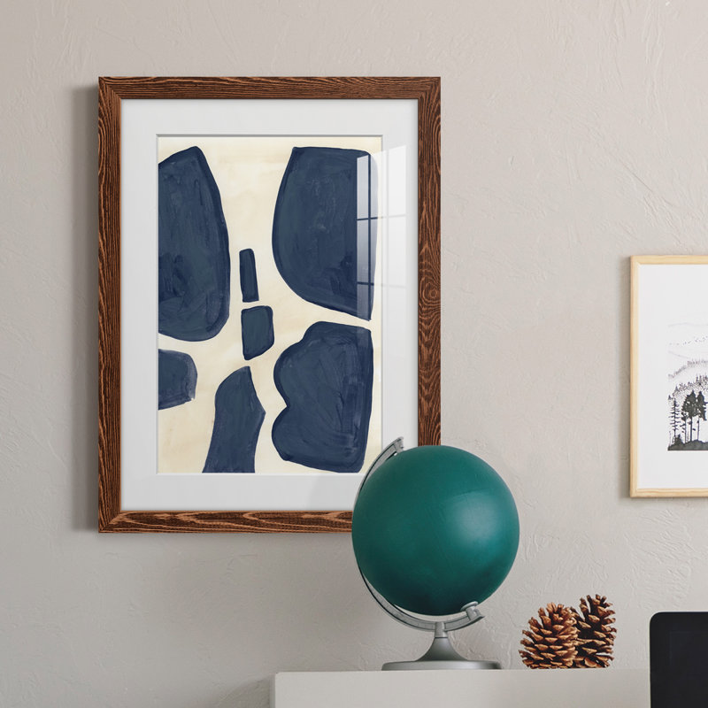 Pièces bleues II - peinture encadrée, Cadre en érable, H 31,5 po x l 23,5 po x P 1 po