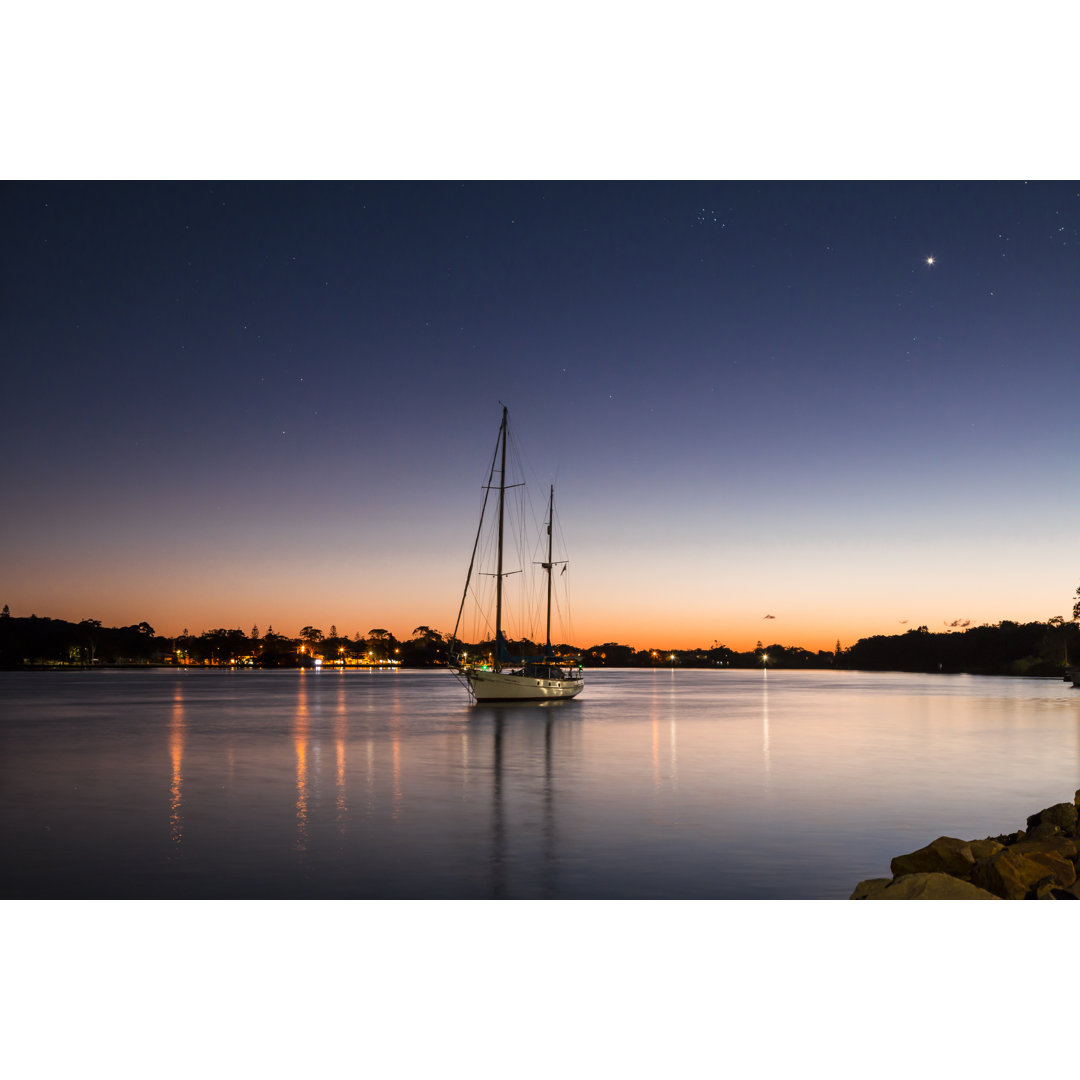 Sonnenaufgang am Hafen von Shells1 - Wrapped Canvas Print