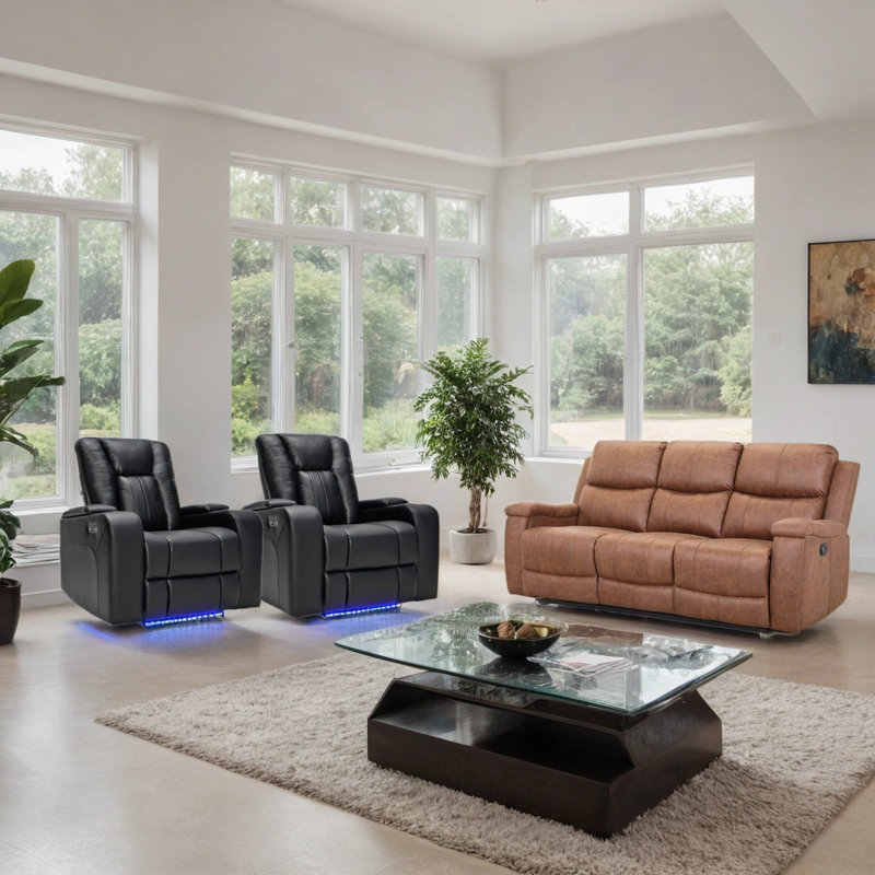 Ensemble de salon inclinable 3 pièces Emony (2 fauteuils inclinables et canapé)