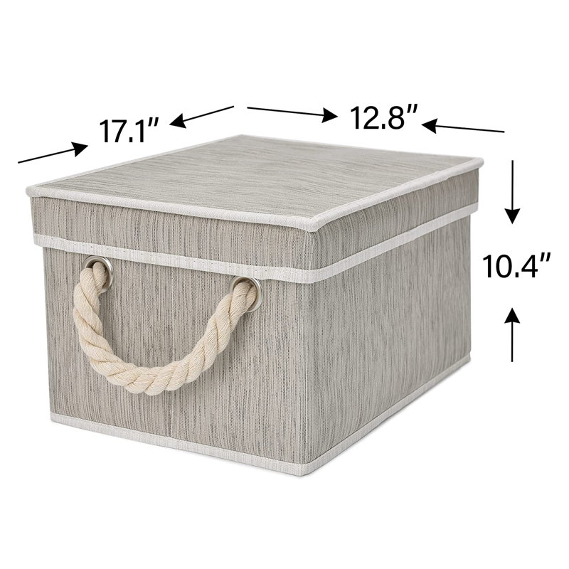 Bac de rangement pliable pour organisation avec couvercle, argile, 34 L, paquet de 2, Brun
