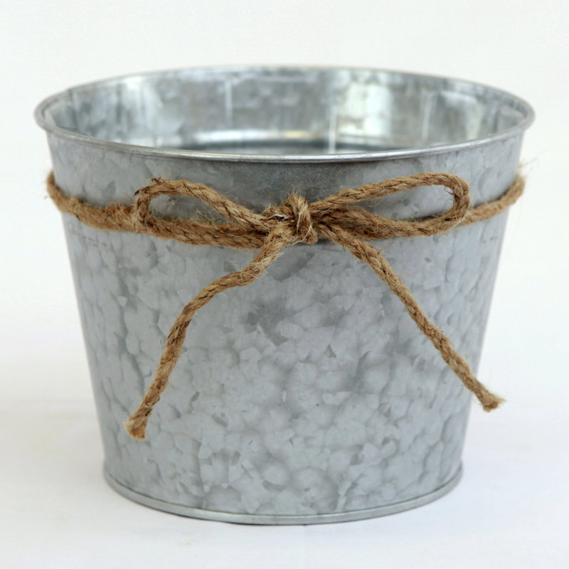Pot à fleurs argent avec corde
