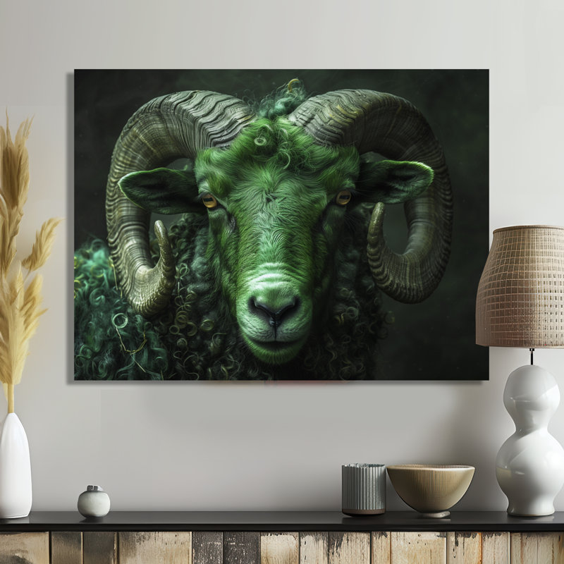 «Green Astrology Zodiac Zeal Aries», impression d'art mural, Toile tendue, 16" H x 32" W