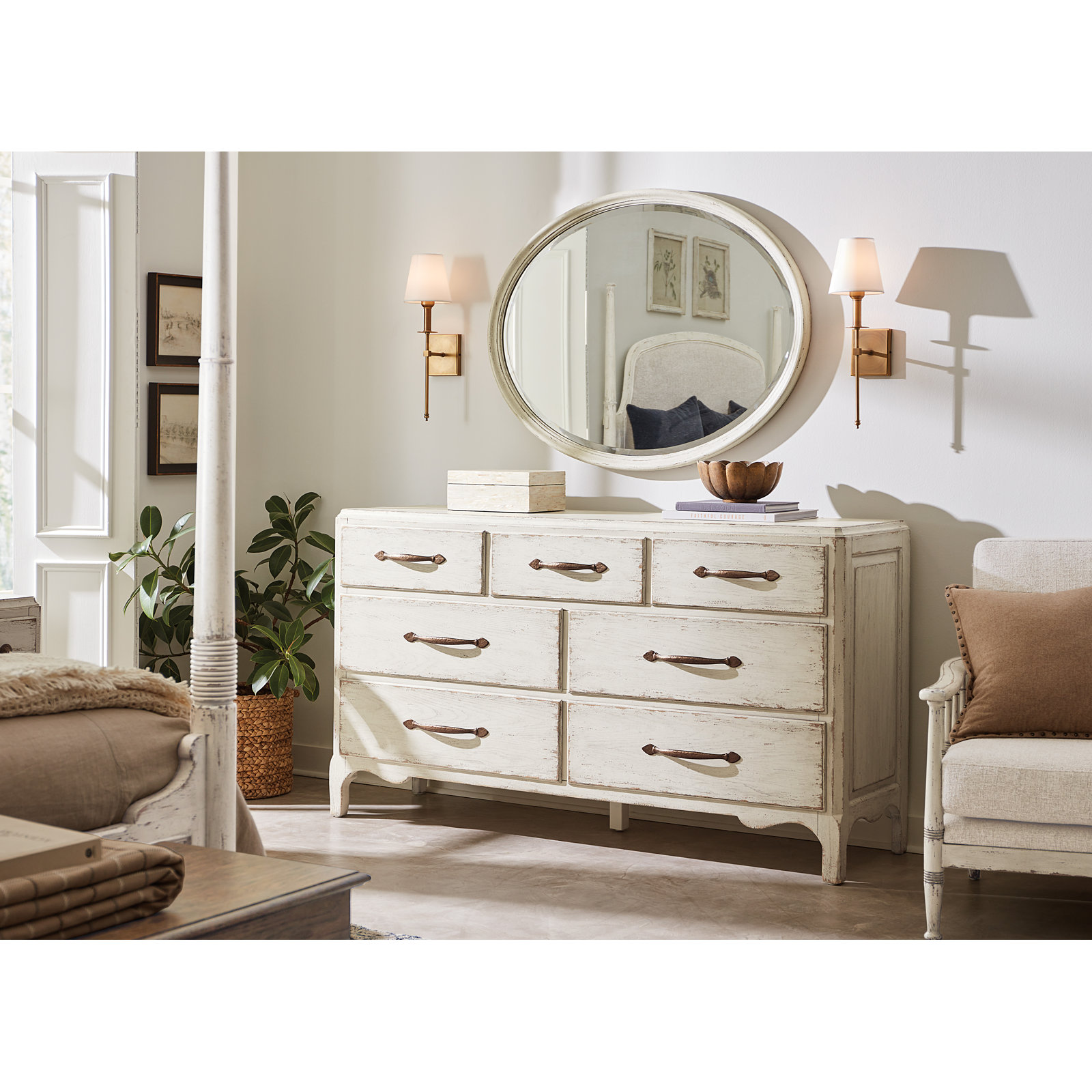 Alcy 45" Oak Accent Mirror, Daisy