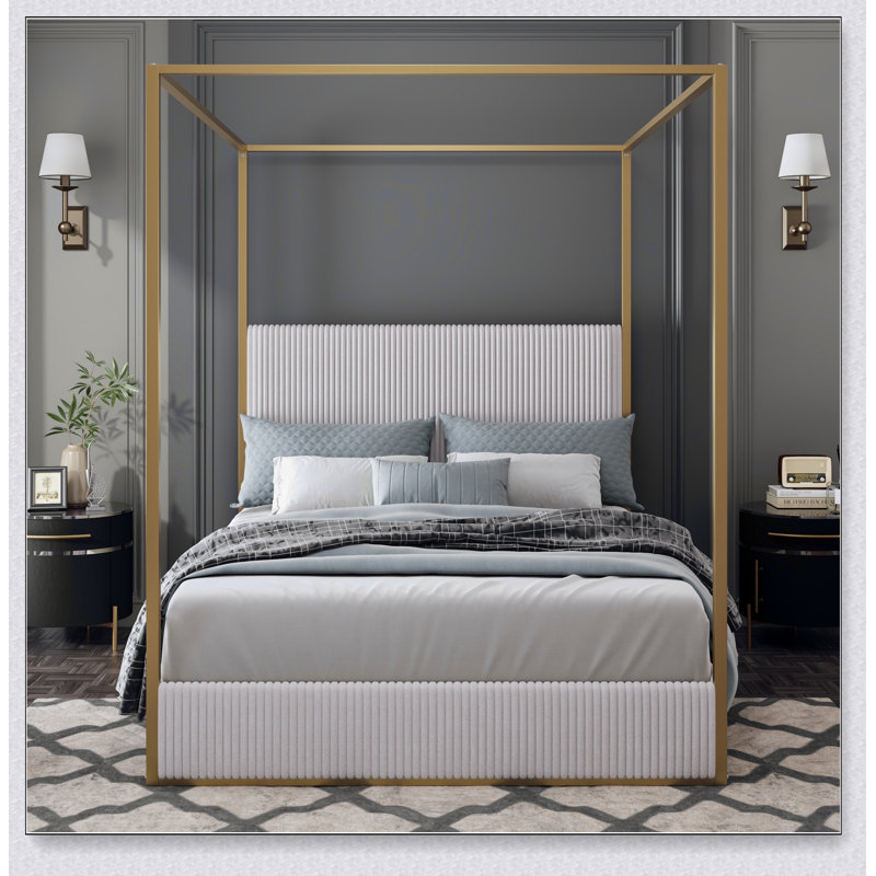 Lit à baldaquin Modern, Beige, or