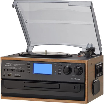 ORCC 10-in-1 Record Player, CD/USB/SD Play & Record, Bluetooth & Remote Control, FM/AM Radio