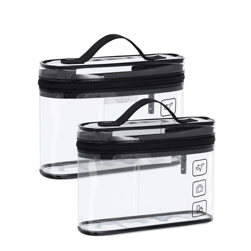 Paquet de 2: organisateur de sac de maquillage transparent, sac de voyage de taille de pinte pour articles de toilette, accessoires de voyage essentiels, 2 pièces
