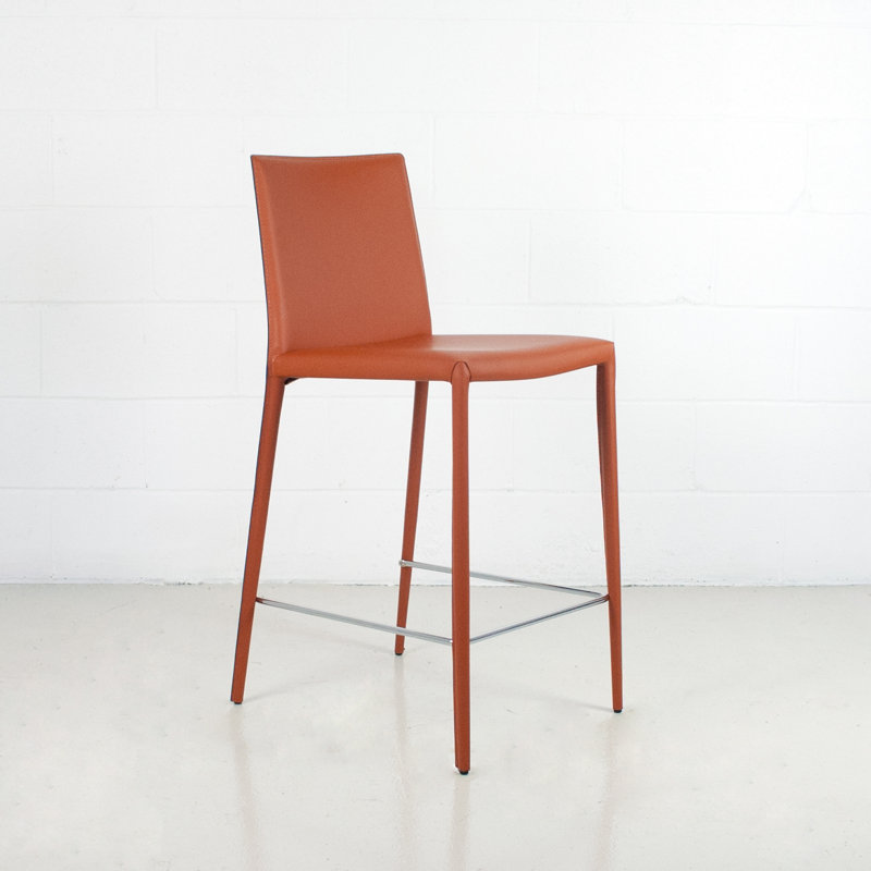 Kurland Sperazza Leather 25.5" Counter Stool, Terracotta