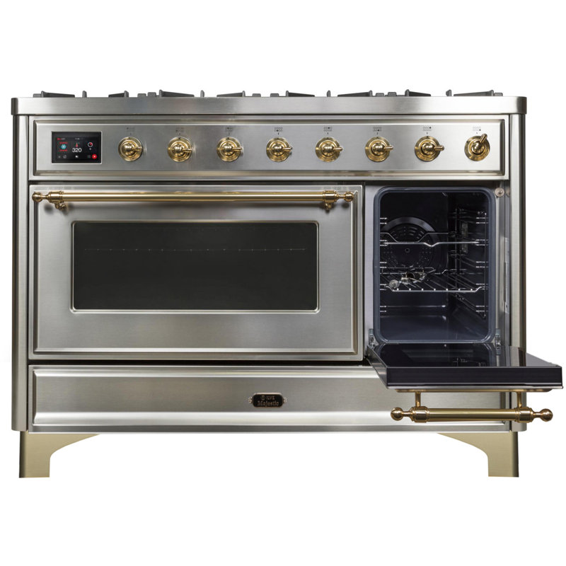 Majestic II 48" 5.02 cu. ft. Freestanding Dual Fuel Range with Griddle, Emerald Green/Brass, Natural Gas