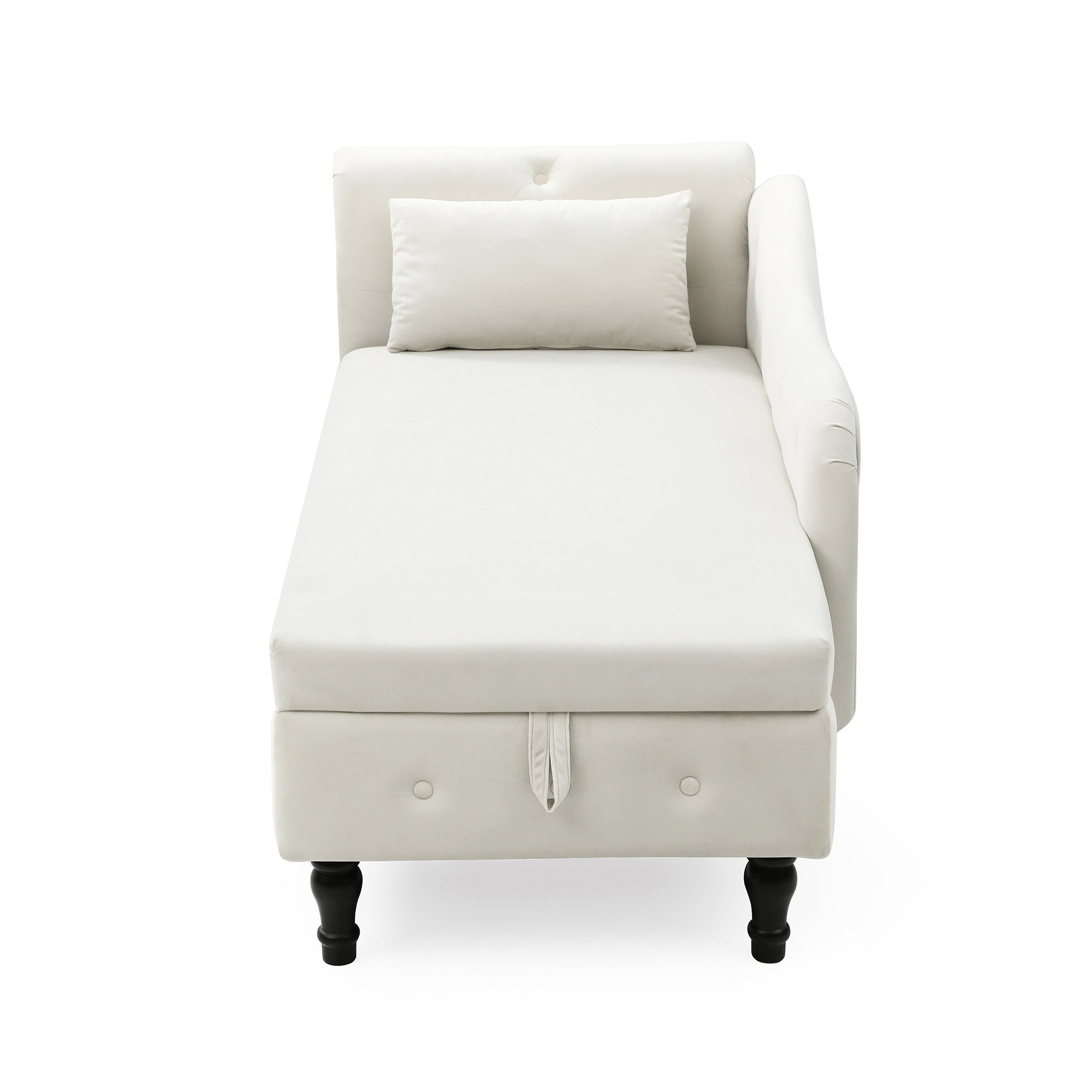 House of Hampton Beige Velvet 2 In 1 Chaise Lounge With Storage ...