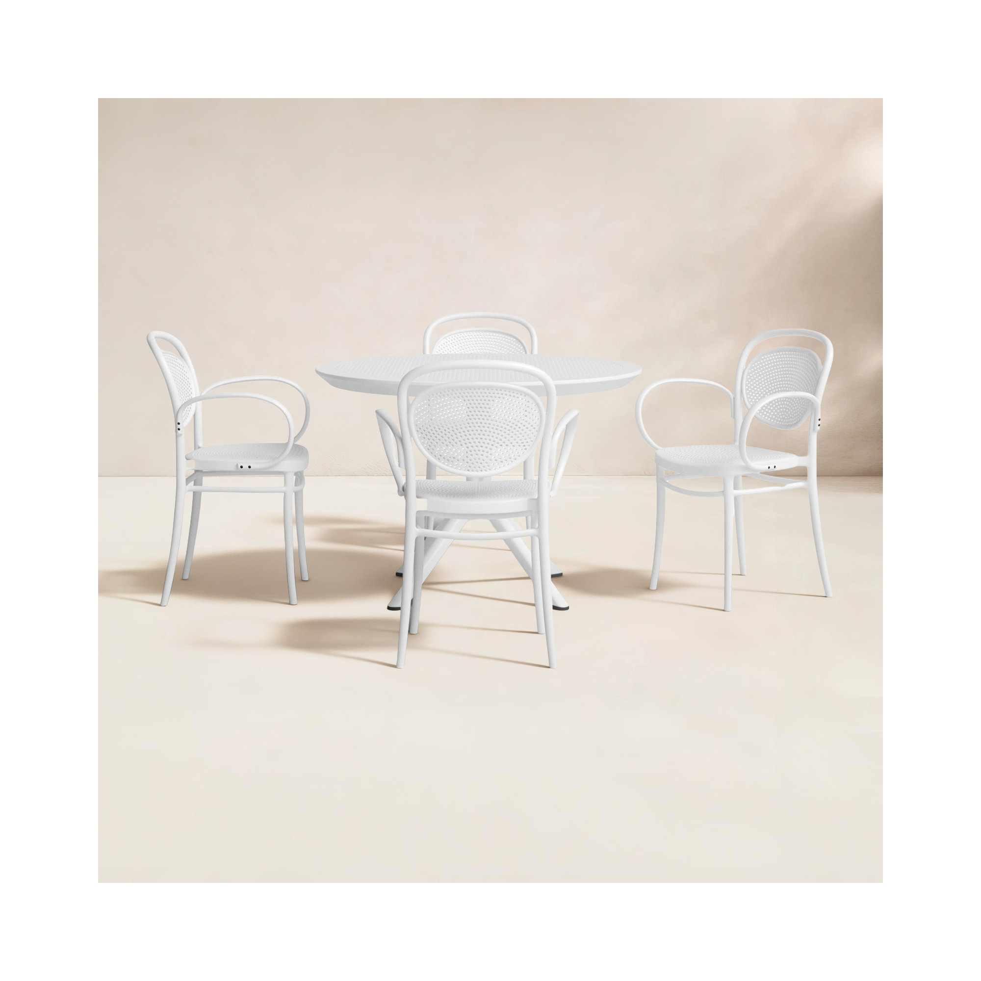 Farrah Marcel Armchair 5 Person Dining Set, White