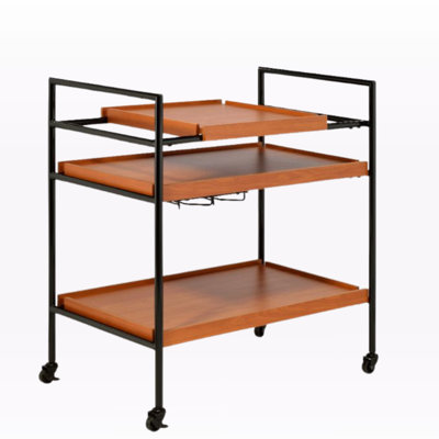 Clara Honey Oak & Black Serving Cart