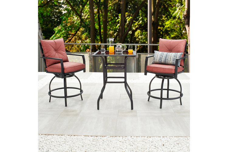 Zaina Square 2 - Person 27.6" Long Powder Coated Steel with Cushions