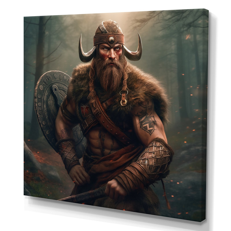 Portrait de viking II sur toile, Toile tendue, L 24 po x H 24 po
