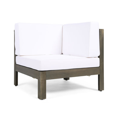 Chaise d'angle en bois blanc - Résistante aux dommages et à l'eau - Coussins inclus, largeur 30,42 cm x profondeur 26,63 cm x hauteur