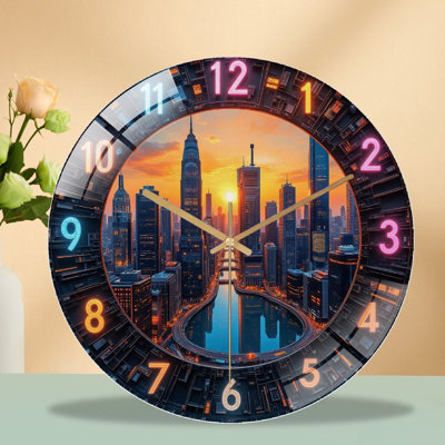 Horloge murale Urban Cityscape Night