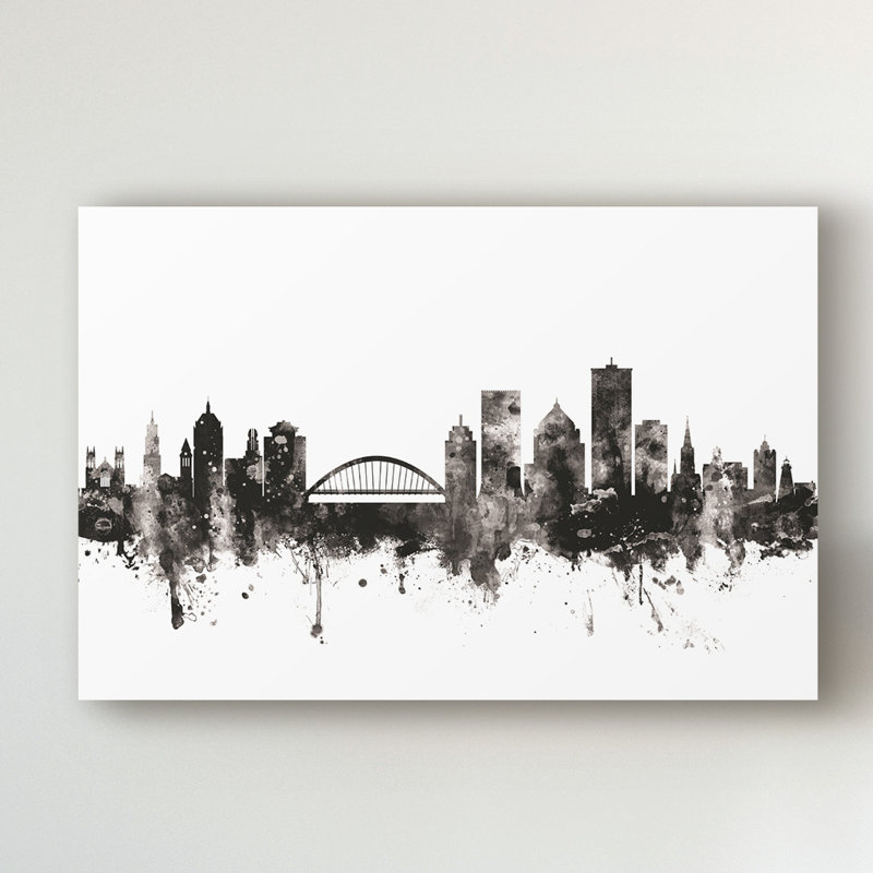 « rochester new york horizon black white », impression sur toile tendue, H 16 po x l 24 po x P 2 po