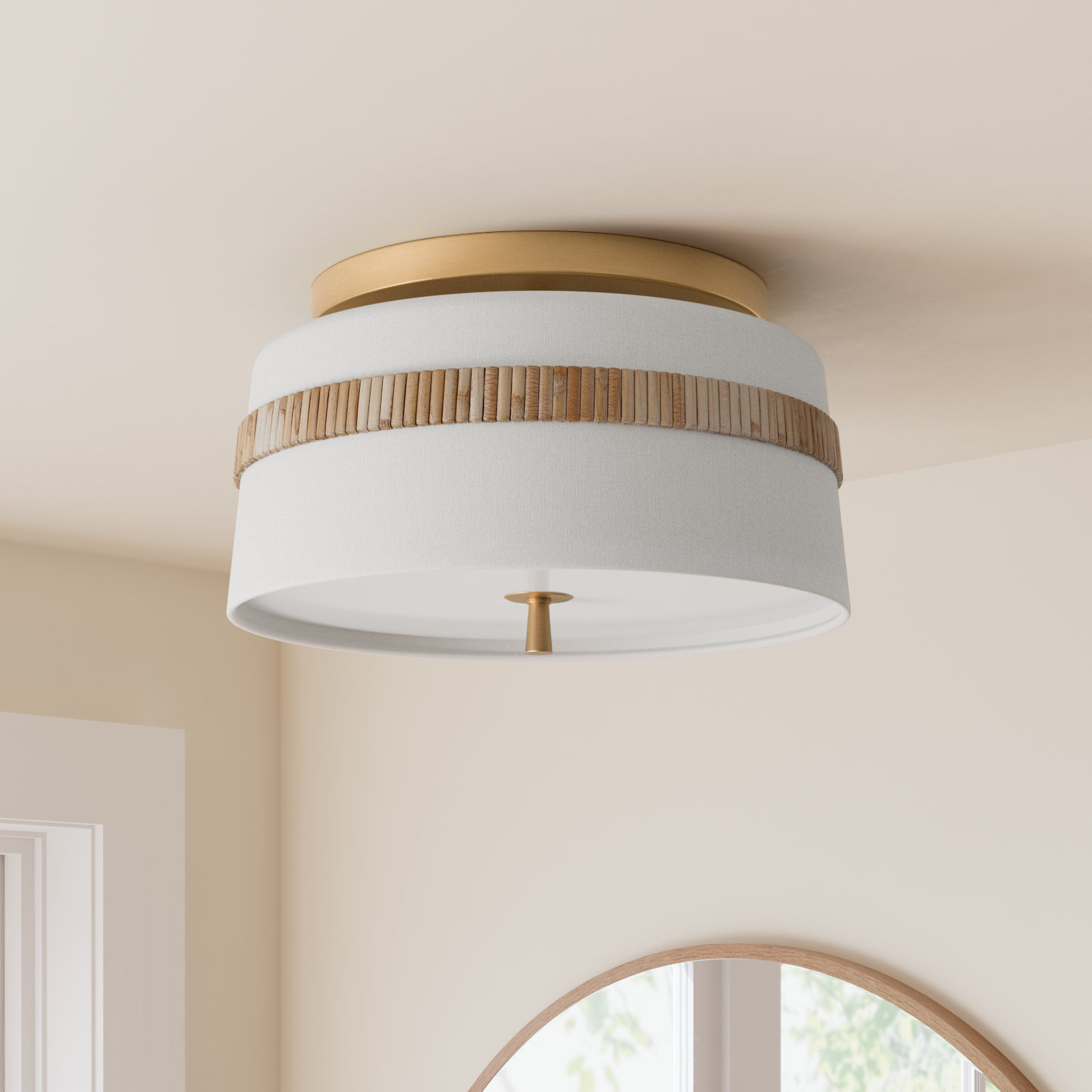 Daquavion 3 Light Fabric Flush Mount, 8.25" H x 14" W x 14" D