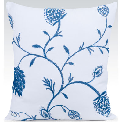 Blush Embroidered Feather Throw Pillow
