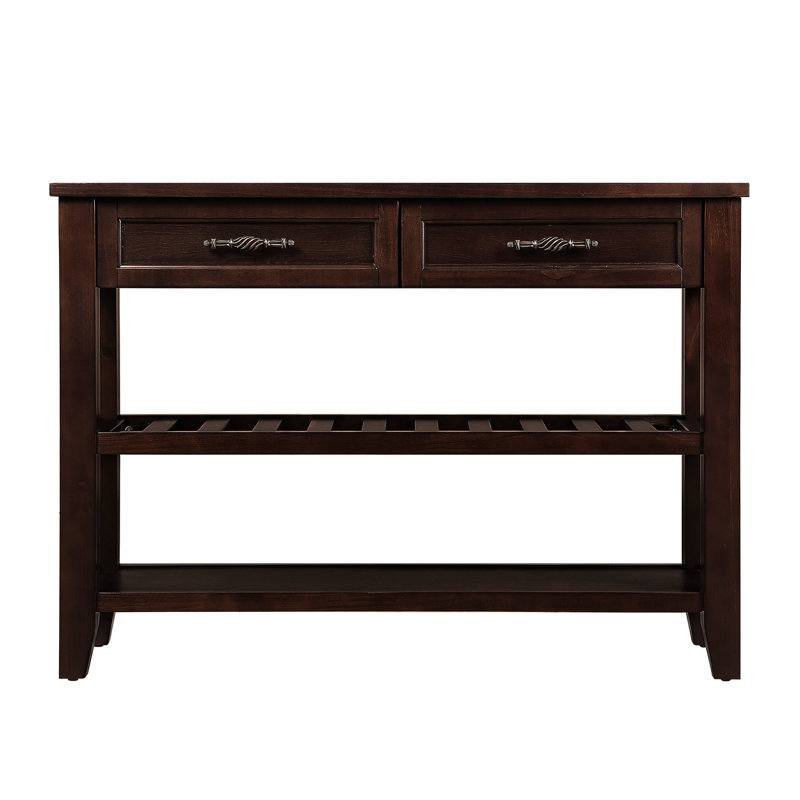 Console à 2 tiroirs, buffet en bois massif de style Mid-Century pour le couloir, tablettes, table avec rangement et buffet ouvert à niveaux, cuisine, salle à manger