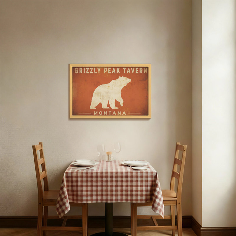 Silhouette d'animaux grizzly sur fond rustique, H 20 po x l 30 po