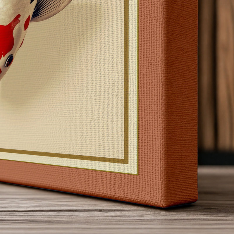 Ascending Koi Japandi - Wrapped Canvas, 24x16 - 61.0 x 40.6 cm, Terracotta Border