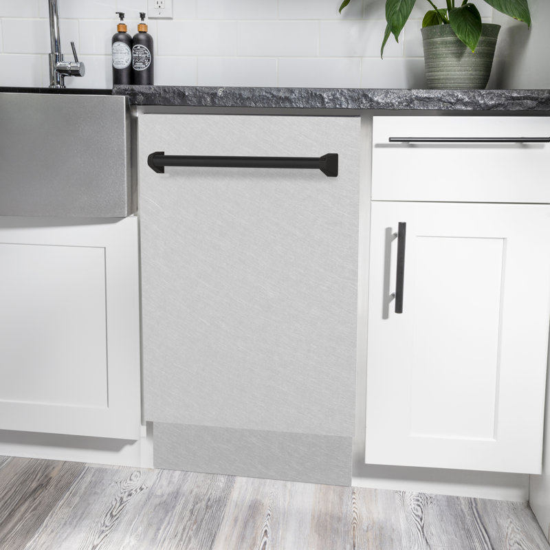 ZLINE Autograph Edition 18” Compact Control Dishwasher in Fingerprint Resistant Stainless Steel, Matte Black 