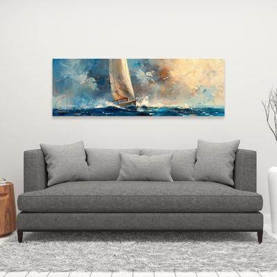 Petite toile beige à motif de vagues - Décoration murale pour l'élégance