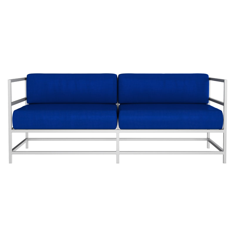 Causeuse Delano, NO, Argent Kessler, Toile Sunbrella® bleu pacifique