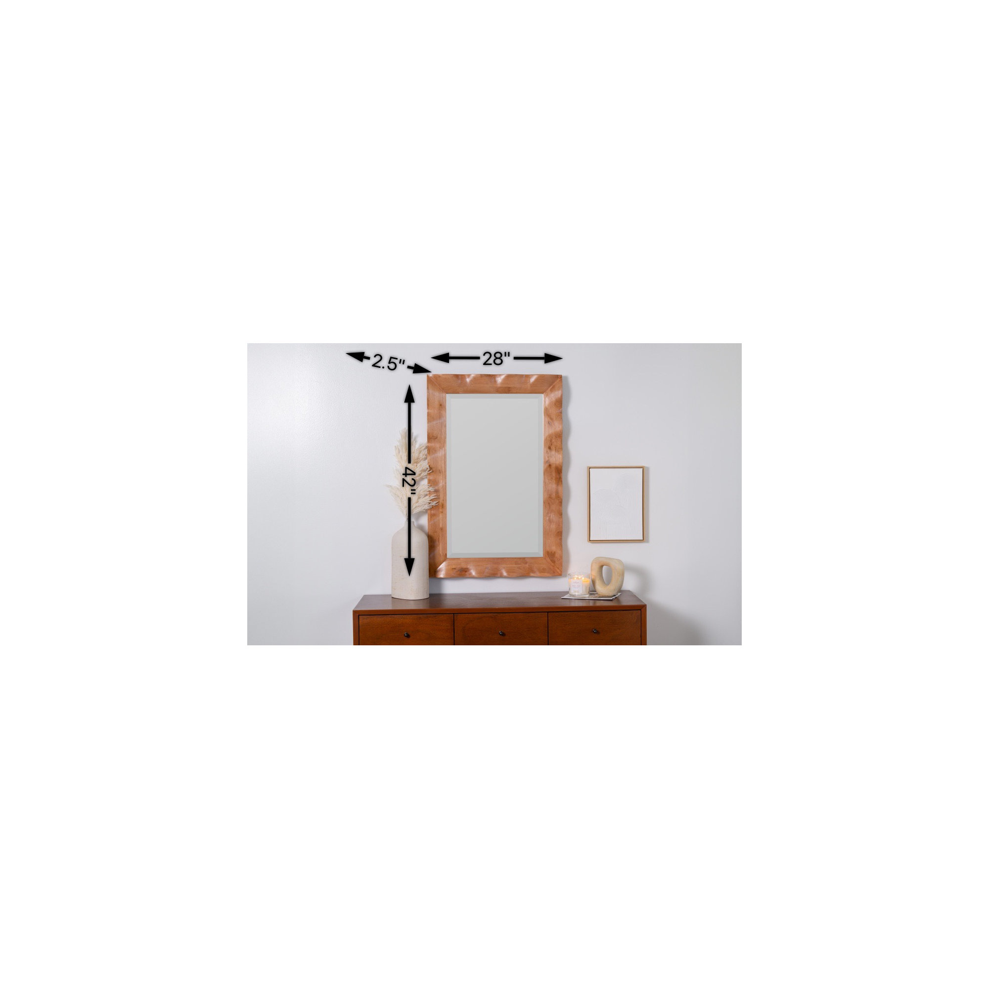 Solid Wood Rectangle Mirror, Brown