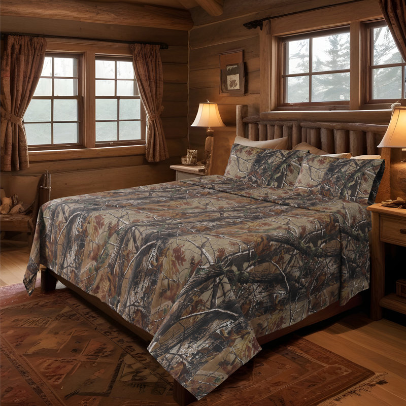 Realtree All Purpose Camo Bedding  Sheet Set Polycotton Rustic Farmhouse Bedding for Lodge, Cabin & Hunting Bed Set – Perfect for Outdoor Camouflage Bedroom