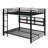 Metal Queen Over Queen Bunk Bed With Storage Cabinets And LED