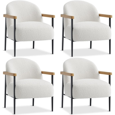 Ensemble de 4 chaises d'appoint modernes avec accoudoirs en bois, structure en métal et pieds réglables