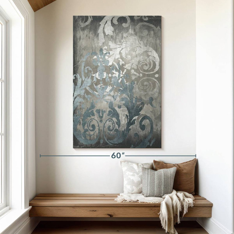 Avery Damask In Silver II, 51" H x 34" W