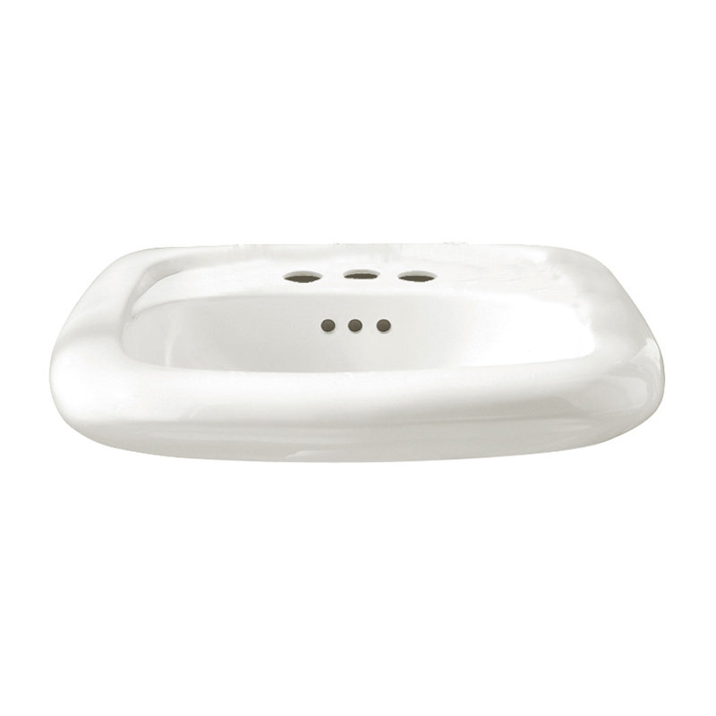 Lavabo de salle de bain mural blanc avec trop-plein Murro, Centre de 4 po