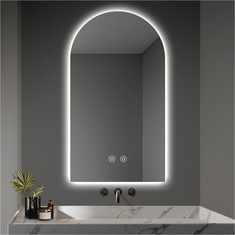Arched Backlit LED Bathroom Vanity Mirror, 32" x 20"
