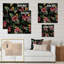Fleurs tropicales roses sur fond noir - Décoration murale traditionnelle en bois-66838094-66838093
