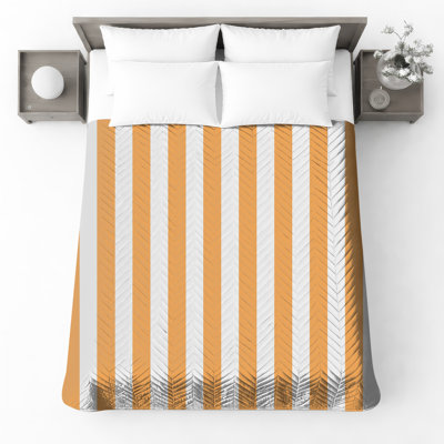 Orange Vertical Stripes Bedding Stripes Bedspread Pattern