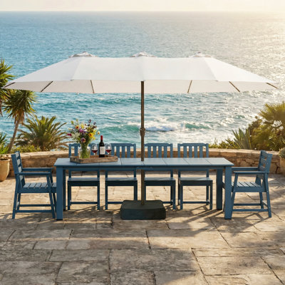 Dining set suitable for outdoor swimming pool, garden and lawn, including a large rectangular table and 10 high-quality chairs .
